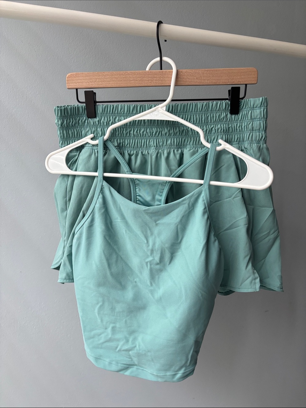 Mint Green Two-Piece Workout Set - Tank + Shorts